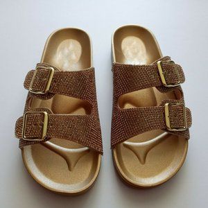 Women's  Sandals, Rhinestone Glitter, Gold
